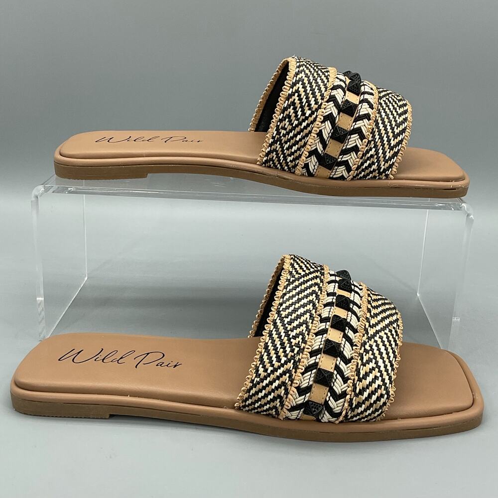 NEW Wild Pair Women’s Daisy Slide Flat Sandals Black Size 6.5M